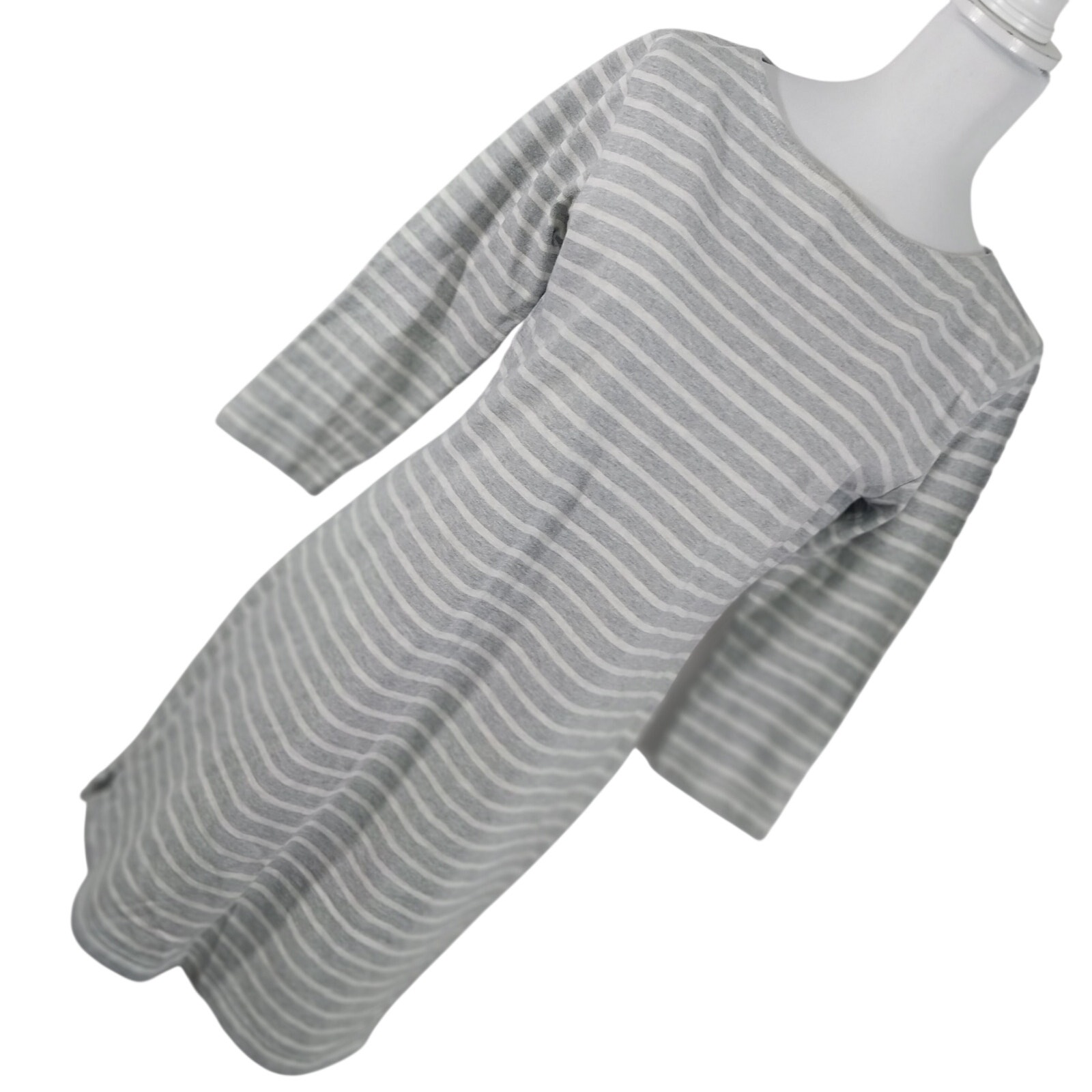 Vineyard Vines! Ash Gray & White Striped 100% Cotton Knit Long Sleeve Dress! S